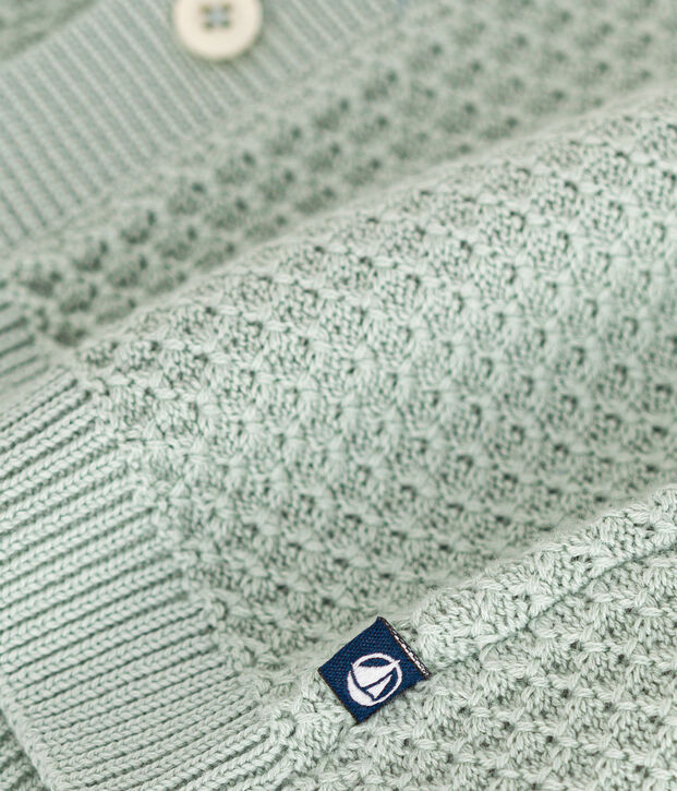 Babies' Knitted Cotton Cardigan green