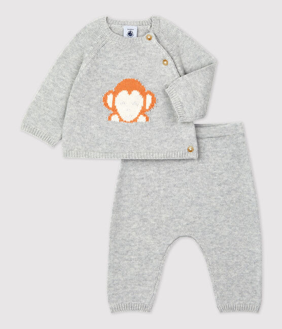 Babies' Organic Knitted Jacquard Clothing - 2-Piece Set BELUGA CHINE grey