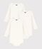 Pack of babies' long-sleeved small heart-print cotton bodies multicolor
