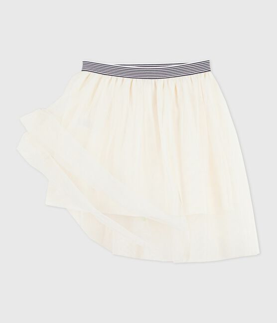 Girls' plain sequinned tulle skirt MILK Ecru