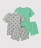 Boys' Green Pinstriped and Starry Cotton Short Pyjamas - 2-Pack variante 1