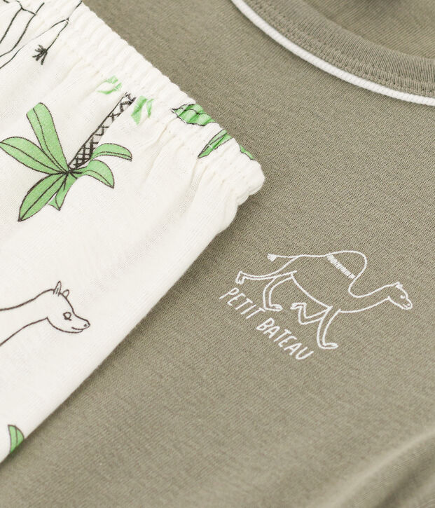 Boys' Cotton Dromedary Themed Short Pyjamas green/white