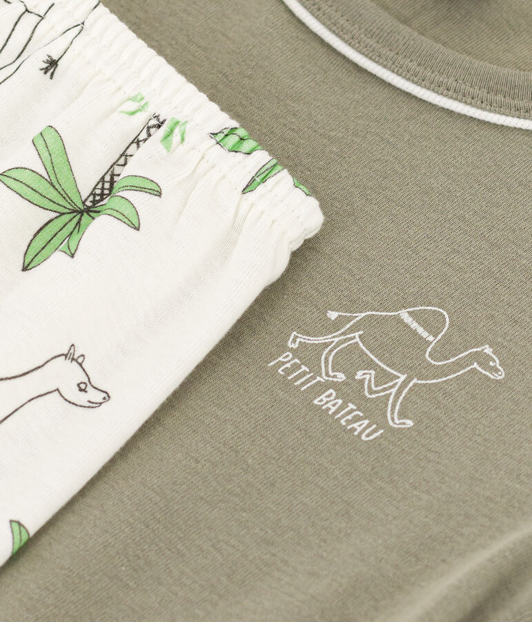 Boys' Cotton Dromedary Themed Short Pyjamas green/white
