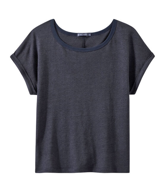 Women's flowing linen tee SMOKING blue