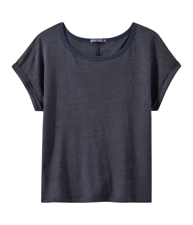 Women's flowing linen tee blue