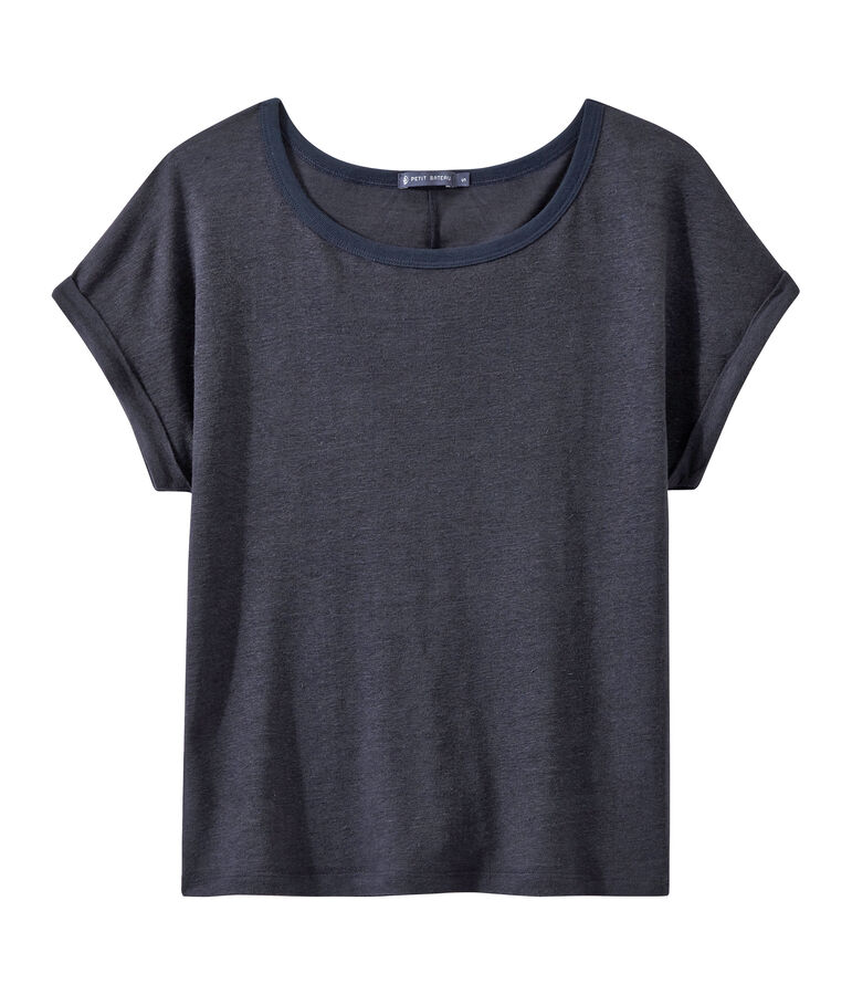 Women's flowing linen tee blue