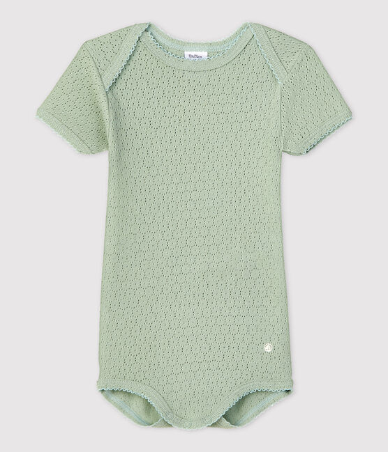 Babies' Short-Sleeved Openwork Bodysuit HERBIER green