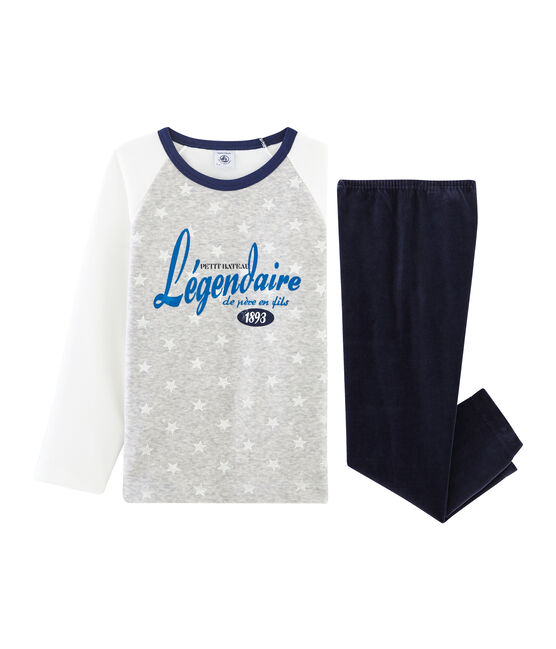 Boys' Velour Pyjamas SMOKING blue/MULTICO white
