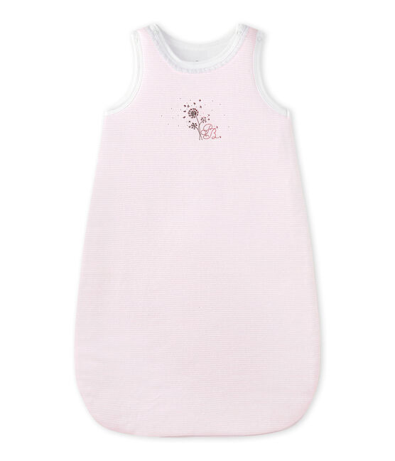 Baby girls' milleraies-striped newborn sleep sack VIENNE pink/ECUME white