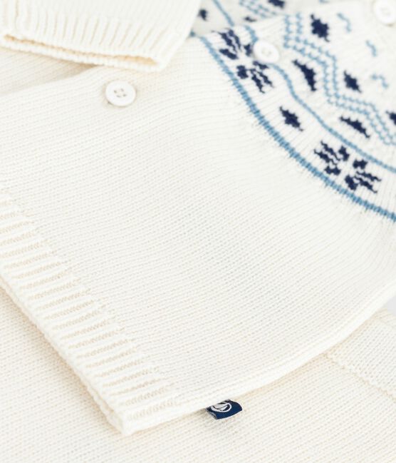 Babies' 2-piece knitted outfit with a jacquard knit cardigan MARSHMALLOW blue/SOIR