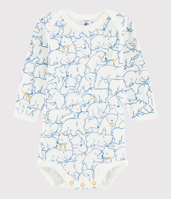 Unisex Babies' Long-Sleeved Bodysuit FRAICHEUR blue/MARSHMALLOW white