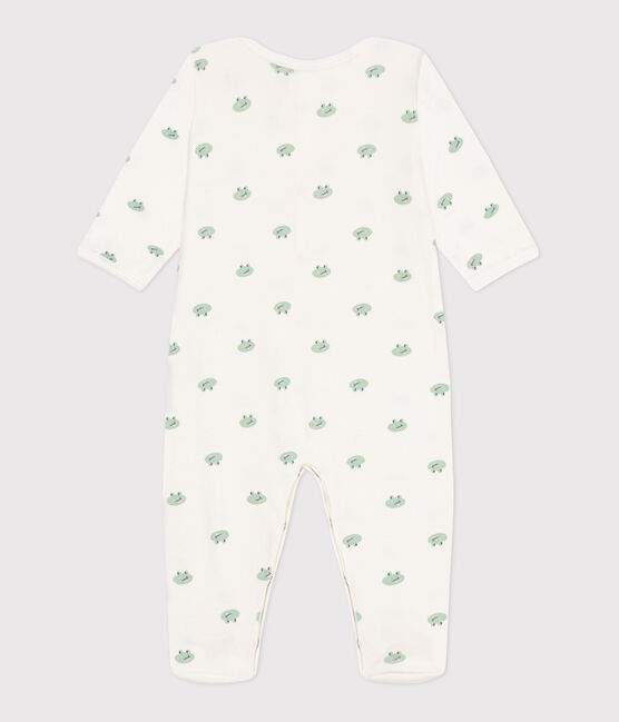 Babies' frog pattern cotton pyjamas MARSHMALLOW white/MULTICO white