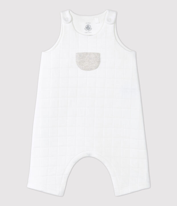 Babies' Quilted Organic Cotton Quilted Dungarees white