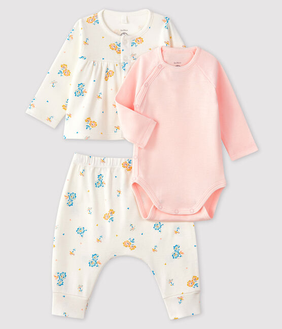 Baby Girls' Ribbed Clothing - 3-piece set MARSHMALLOW white/MULTICO white