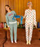 Women's Pinstriped Cotton Pyjamas EVERGREEN /MARSHMALLOW