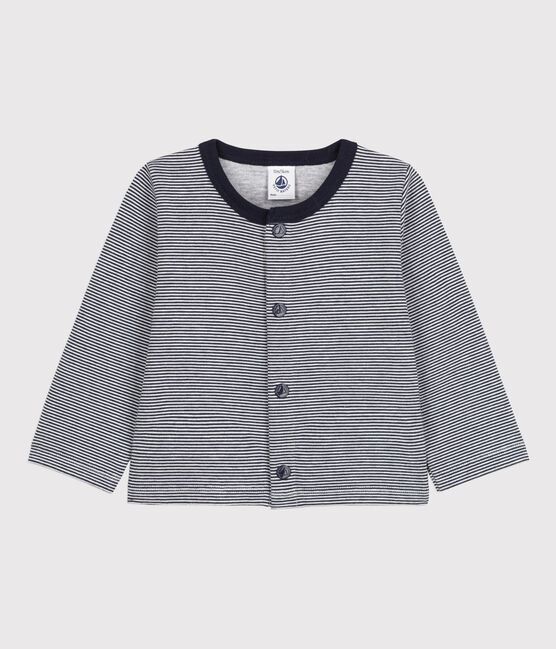 Babies' Pinstriped Thick Jersey Cardigan SMOKING blue/MARSHMALLOW white