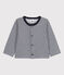 Babies' Pinstriped Thick Jersey Cardigan SMOKING blue/MARSHMALLOW white