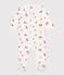 Babies' cotton pyjamas with a fruit pattern petal collar MARSHMALLOW white/MULTICO white