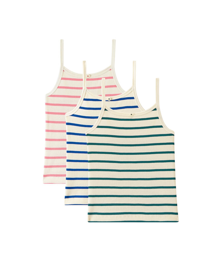 Set of 3 strap vest tops girl . white