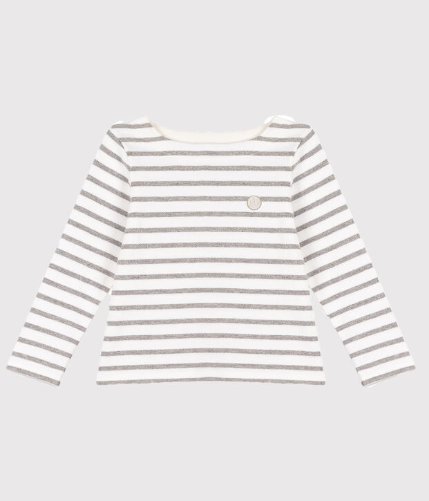 Girls' Jersey Sailor Top white/grey