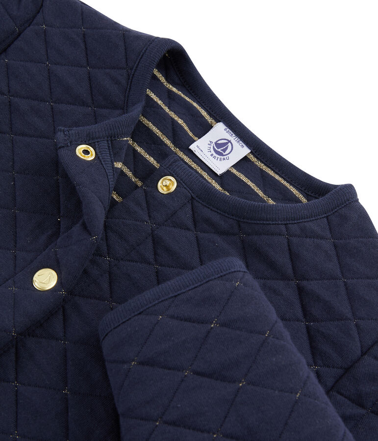 Girls' Tube Knit Cardigan blue/yellow