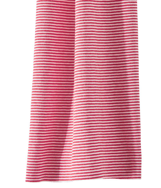Child's milleraies-striped long scarf TERKUIT red/MARSHMALLOW white