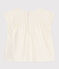 Babies' short-sleeved blouse in cotton with a mini heart print MARSHMALLOW white/ORGE
