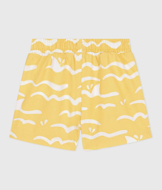 Babies' shark print swim shorts ORGE yellow/MARSHMALLOW white