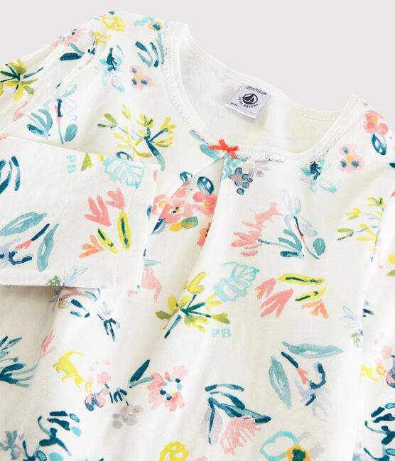Girls' Springtime Floral Tubular Knit Pyjamas MARSHMALLOW white/MULTICO white