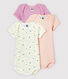 Baby Girls' Springtime Short-Sleeved Cotton and Linen Bodysuit - 3-Pack
