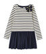 Girl's striped dual fabric dress