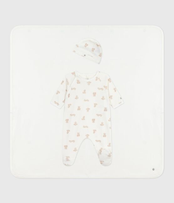 Babies' gift box in printed cotton MARSHMALLOW /BRUN