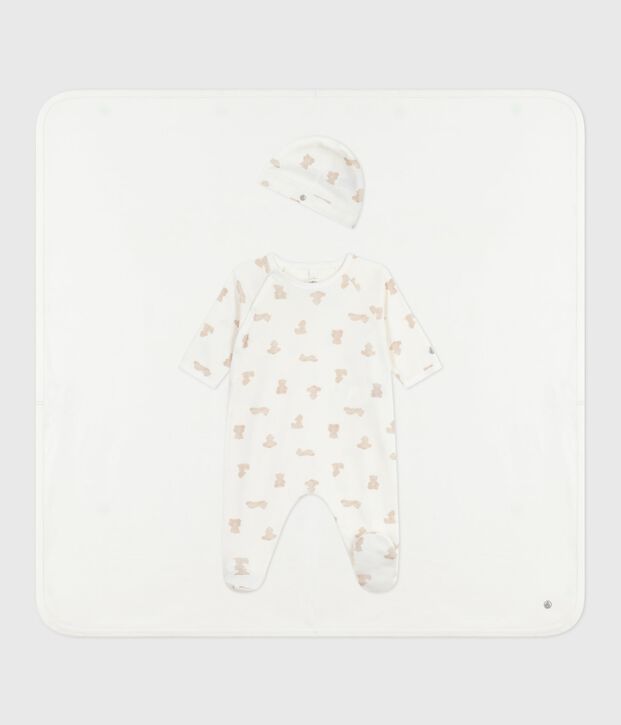 Babies' gift box in printed cotton white/BRUN