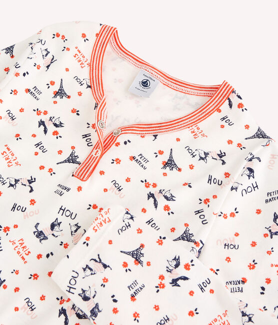 Girls' Paris Print Organic Cotton Nightdress MARSHMALLOW white/MULTICO white