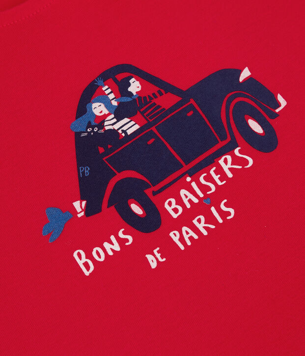 Girls' Short-Sleeved Organic Cotton T-Shirt red