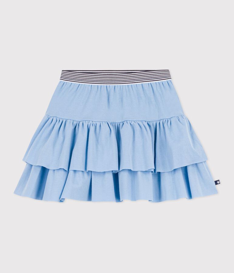 Children's short plain cotton skirt blue