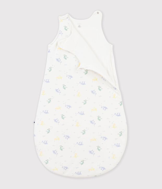 Babies' 3 TOG dragon print cotton sleeping bag white/multicolor