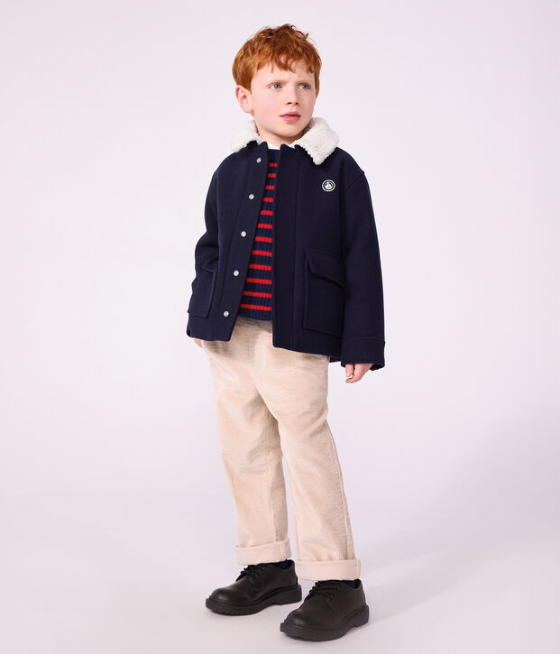 Children's pea coat-style jacket in plain woollen broadcloth SMOKING
