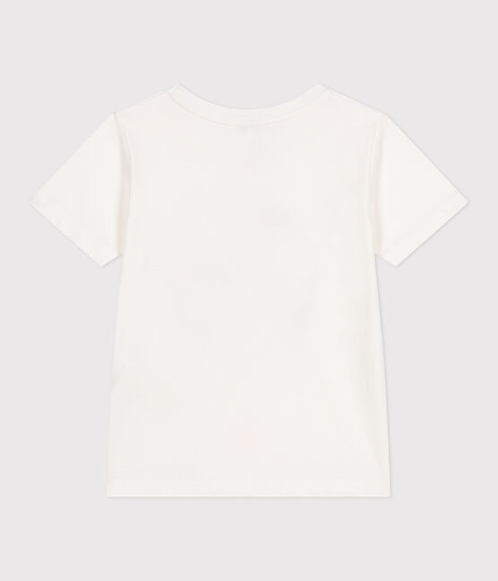 Children's short-sleeved printed cotton T-shirt MARSHMALLOW white