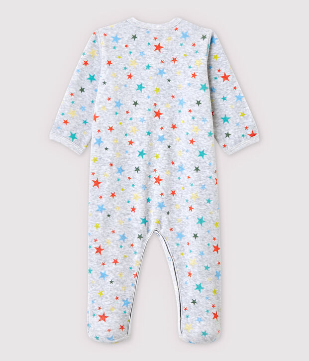 Babies' Marled Grey Starry Velour Sleepsuit grey/multicolor