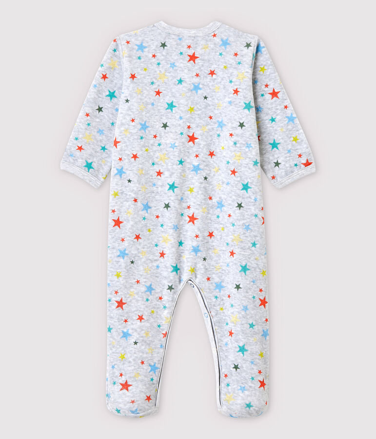 Babies' Marled Grey Starry Velour Sleepsuit grey/multicolor