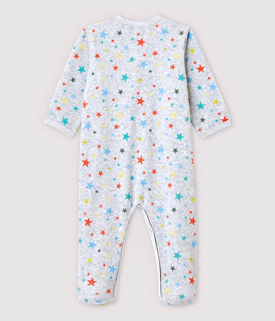 Babies' Marled Grey Starry Velour Sleepsuit POUSSIERE grey/MULTICO white