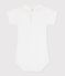 Babies' plain cotton body with an embroidered collar white