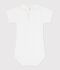 Babies' plain cotton body with an embroidered collar white