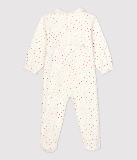 Babies' Little Heart Patterned Cotton Sleepsuit MARSHMALLOW white/PAPAYE