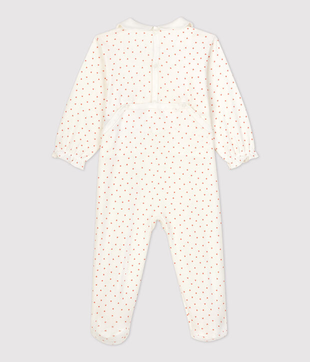 Babies' Little Heart Patterned Cotton Sleepsuit white/pink