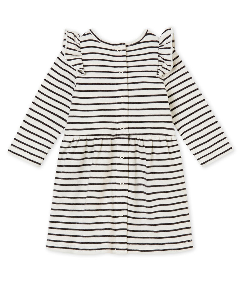 Baby girl's sailor stripe dress white/grey