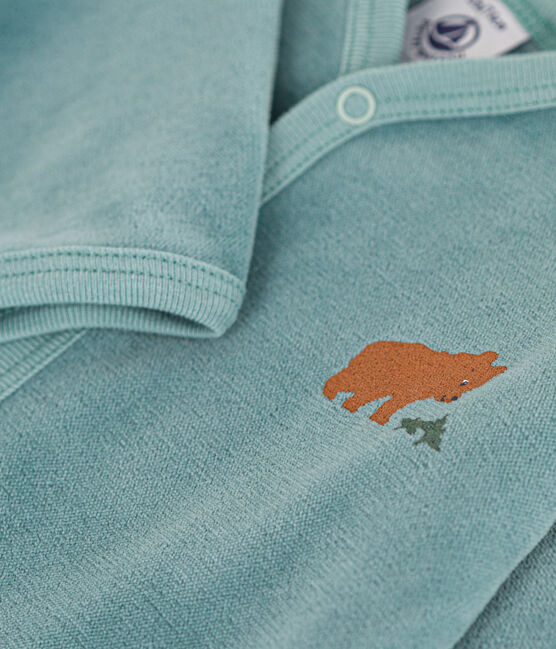 Babies' Bear Patterned Velour Pyjamas BRUT green