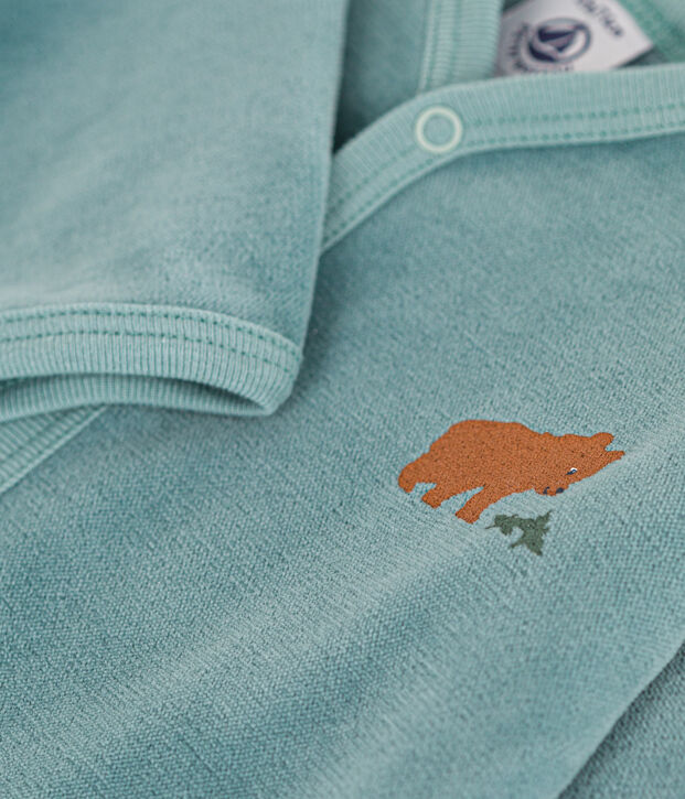 Babies' Bear Patterned Velour Pyjamas green
