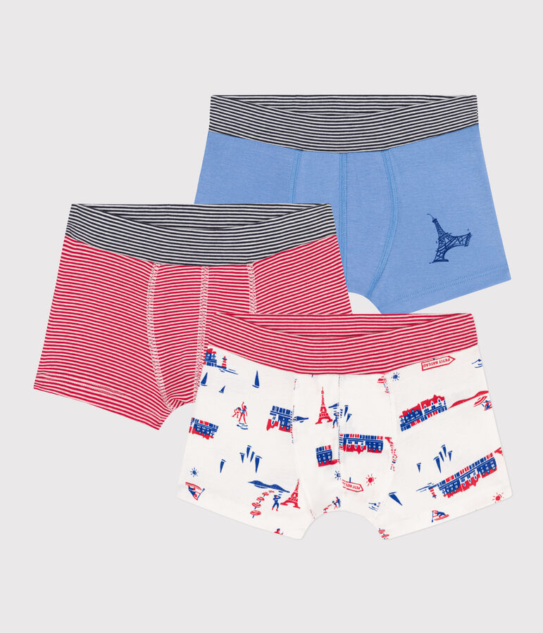Boys' Paris Themed Cotton Boxer Shorts - 3-Pack multicolor